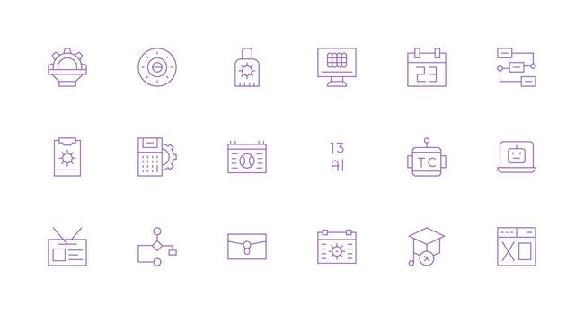 Program featuring 18 Icons in Minimal Line Design Interface Icons for Daily Use vector