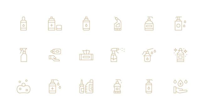 18 Icons for Sanitizer in Minimal Line Format Versatile Icon Collection for Designers vector