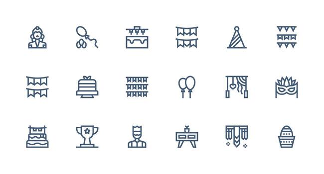 Decorations Icon Set with 18 Strong Stroke Line Graphics UI and UX Focused Icon Collection vector