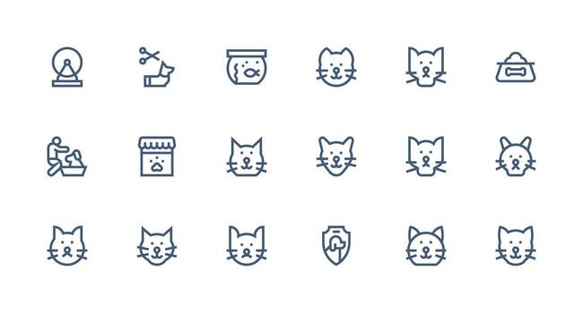 Strong Stroke Line Icons from Pet Care Set with 18 Vectors Fully Editable Icon Set for Web