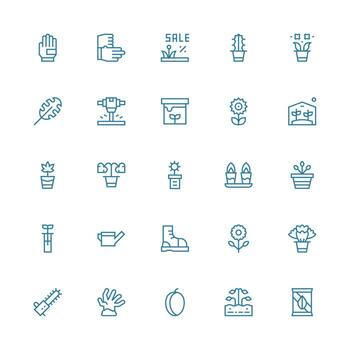 medio carrera contorno estilo jardinería íconos con 25 vectores agudo íconos para presentaciones