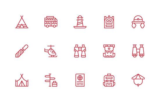 Tourist including 15 Regular Line Illustrations High-Resolution Icons for Any Platform vector