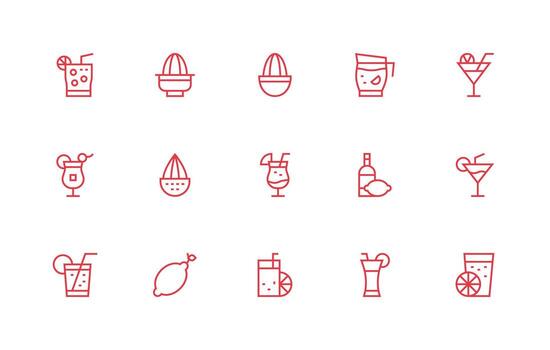 Lemon including 15 Regular Line Illustrations Multi-Purpose Icon Set vector