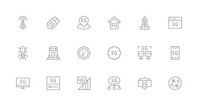 18 Minimal Line Vectors for Cellular Theme Customizable Icon Series for Mobile Screens