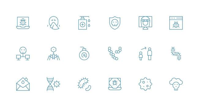 18 Minimal Line Icons for Virus Graphics Icon Pack for UI vector