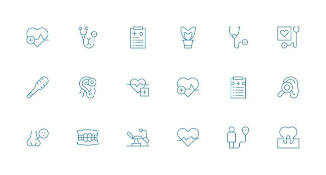 Checkup featuring 18 Icons in Minimal Line Design Web and App Icon Pack Collection vector