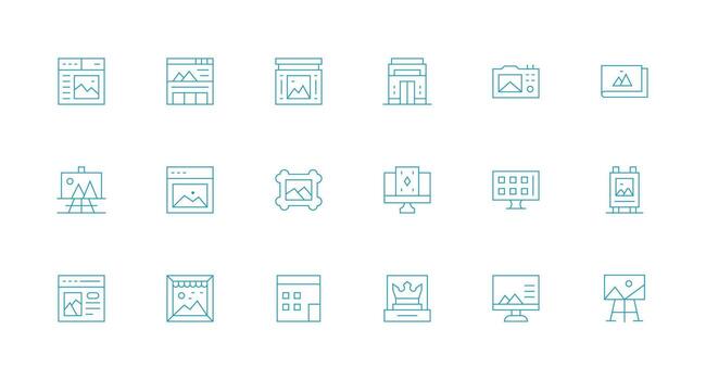 18 Minimal Line Designs for Gallery Icons Simplified Icon Pack for Visual Tools vector