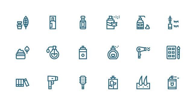 18 Icons for Cosmetics in Strong Stroke Line Format Complete Icon Bundle for Web Design vector