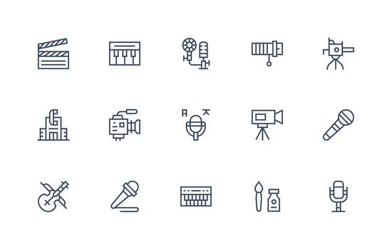 15 Regular Line Style Icons from Studio Collection Flexible Icon System for Web Interfaces vector