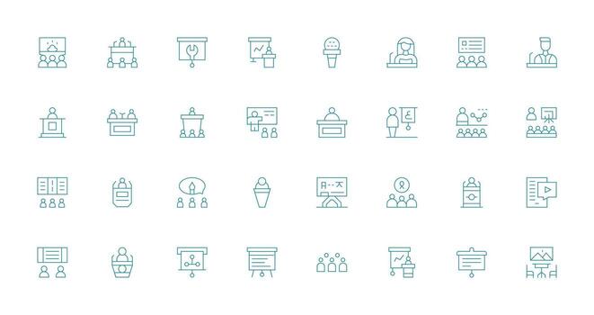 Lecture Visual Pack containing 32 Thin Line Icons Well-Structured Icons for Creative Use vector