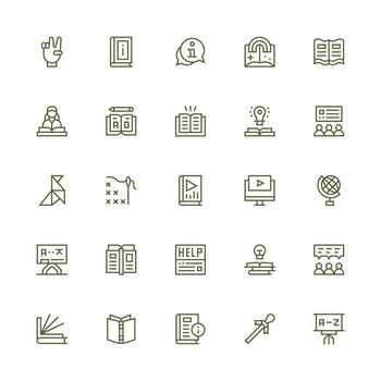 Tutorial Icon Collection with 25 Medium Stroke Outline Designs Neat Icon Set vector