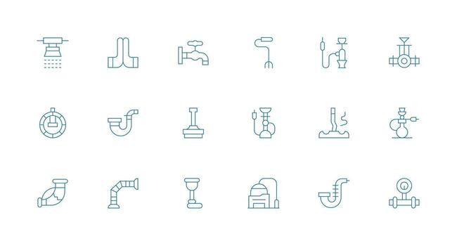Minimal Line Style Pipe Icons with 18 Vectors Optimized Icon Pack for Digital Products
