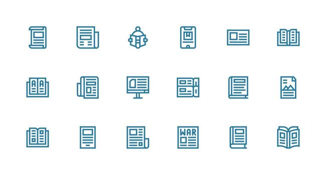 18 Strong Stroke Line Icons for Newspaper Graphics Dashboard Icon Series vector
