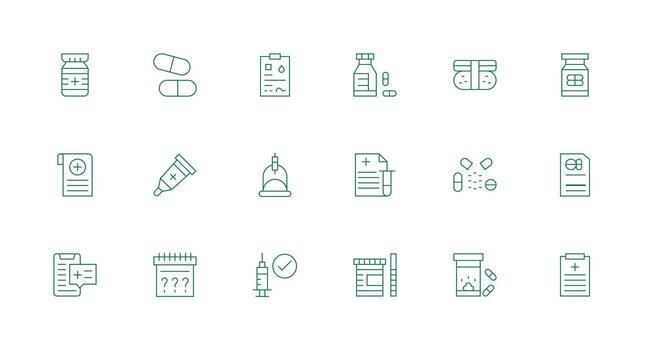 Minimal Line Icons from Prescription Set with 18 Vectors Smart Icon Collection