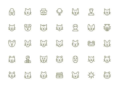 35 Icons for Face in Regular Clean Line Format Complete Icon Set for Mobile Apps vector