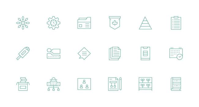 Organization Icon Set with 18 Minimal Line Graphics Icon Set for Apps vector