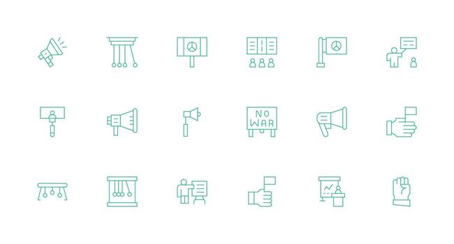 18 mínimo línea estilo íconos desde demostración colección sencillo icono paquete vector