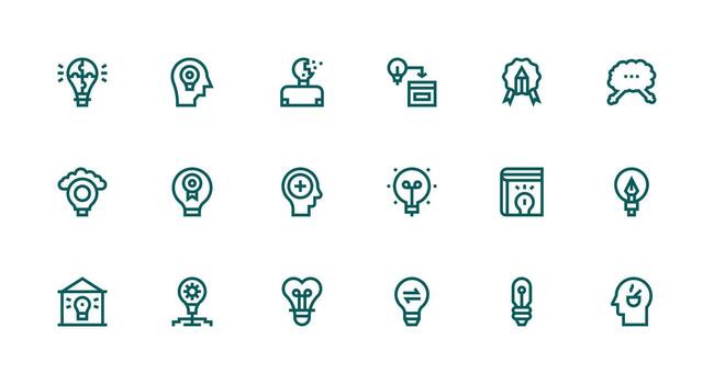 Strong Stroke Line Style Idea Icons with 18 Vectors Interface Icons for Daily Use