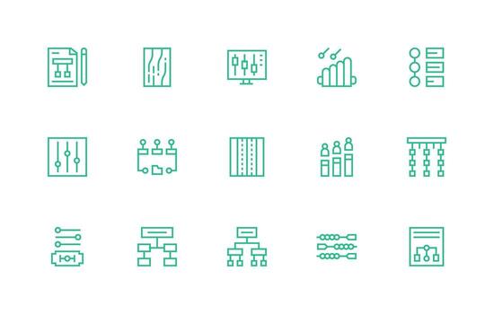 Levels Set with 15 Regular Line Icons Professional Icon Set vector