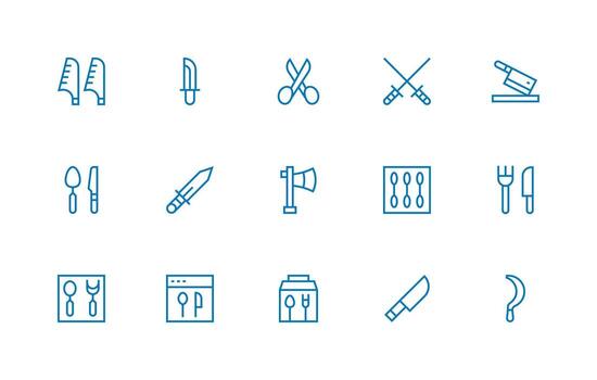 Cutlery including 15 Regular Line Illustrations Clean Icon Set Icon Pack for UI Projects vector