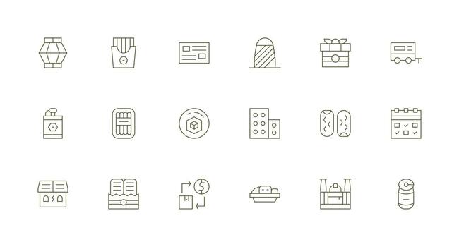 18 Minimal Line Icons for Box Graphics Compact Icon Pack vector