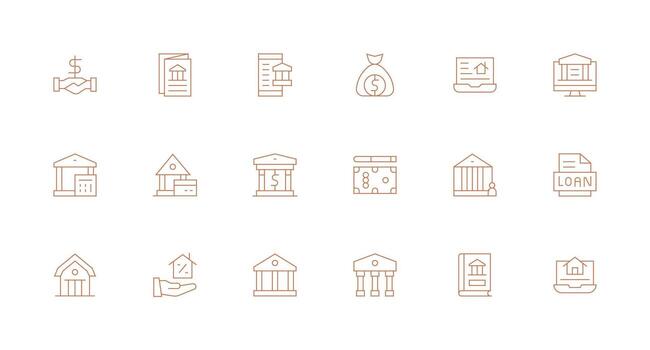 Loan Visual Pack containing 18 Minimal Line Icons Multi-Purpose Icon Pack for Templates vector