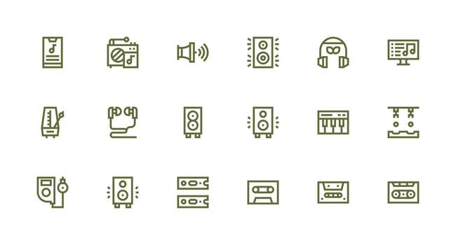 fuerte carrera línea íconos desde música jugador conjunto con 18 vectores icono paquete para ui