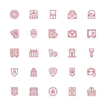 Safe Design Icons featuring 25 in Medium Stroke Outline Style Minimal Icon Set for Interface Projects vector