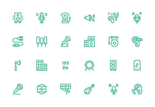 Sound featuring 24 Icons in Thick Line Line Design Essential Icon Set for Teams vector