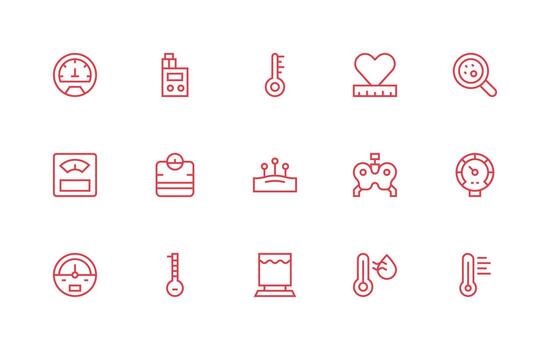Gauge Icon Collection with 15 Regular Line Designs Icons Built for Visual Consistency Pack vector