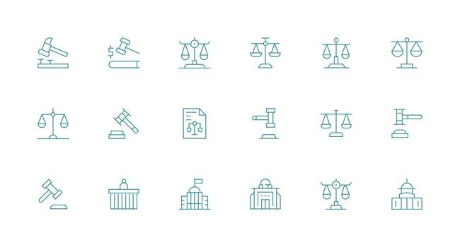 Minimal Line Icons from Judiciary Set with 18 Vectors User Interface Icons for Digital Products