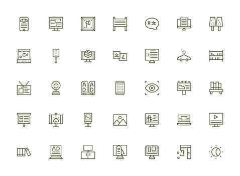 Regular Clean Line Icons from Display Set with 35 Vectors Design Ready Icon Set for Teams