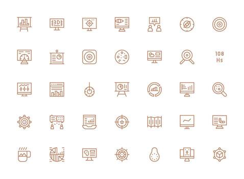 visualización diseño íconos presentando 35 en regular limpiar línea estilo de uso múltiple icono diseño paquete vector