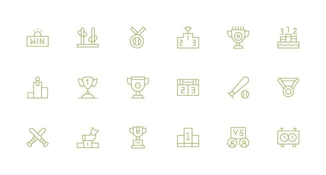 concurso conjunto con 18 mínimo línea íconos alta calidad icono paquete vector