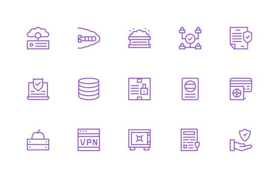 Data Security Visual Pack containing 15 Regular Line Icons Well-Structured Icons for Creative Use vector