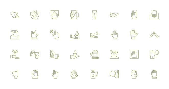 Thin Line Style Hand Icons with 32 Vectors Reliable Icons for All Interfaces