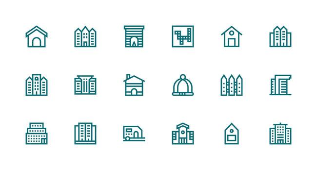 Housing Visual Pack containing 18 Strong Stroke Line Icons Functional Icon Series vector