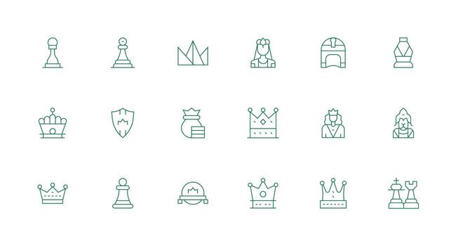 Queen featuring 18 Icons in Minimal Line Design UI Icon Set vector
