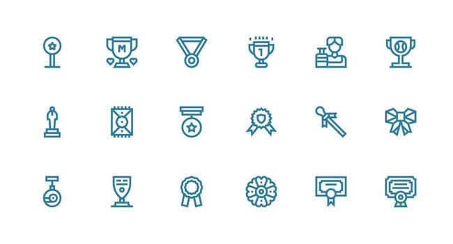 Strong Stroke Line Style Accolade Icons with 18 Vectors Interface Icon Collection for Daily Projects