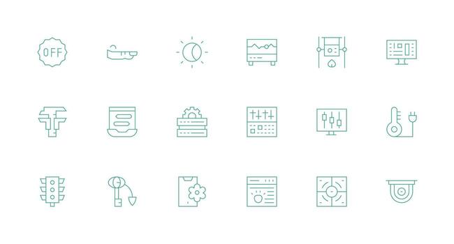 Control Icon Set with 18 Minimal Line Graphics Scalable Icons for Cross-Platform Interfaces vector