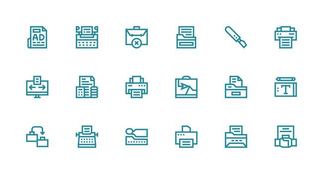 18 Strong Stroke Line Icons for Copy Graphics Reliable Icons for All Interfaces vector