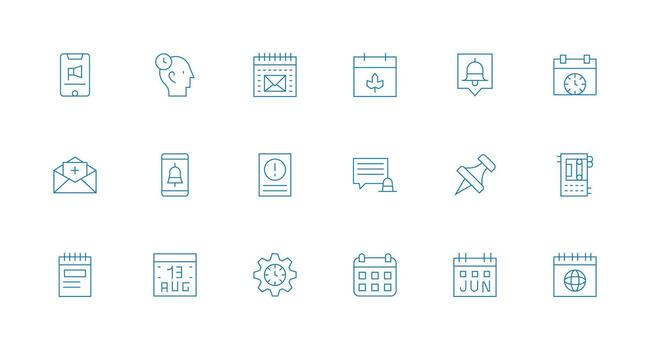 18 mínimo línea estilo íconos desde recordatorio colección creativo icono conjunto vector