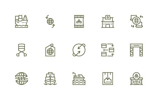 Export Design Icons featuring 15 in Regular Line Style Well-Structured Icons for Creative Use vector