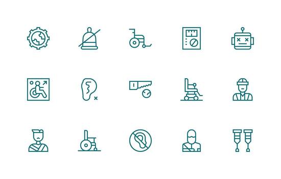 Regular Line Icons from Disabled Set with 15 Vectors Essential Icon Set for Teams