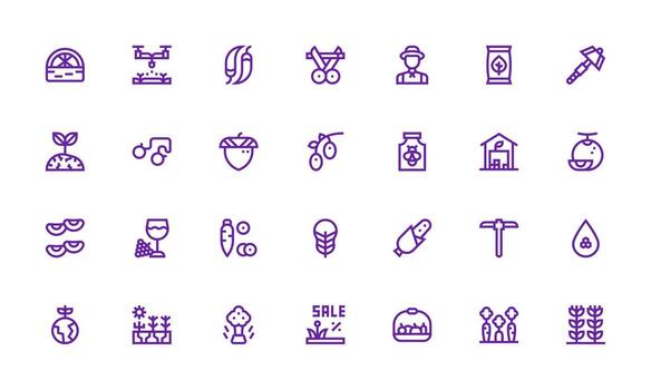Harvest Visual Pack containing 28 Bold Line Icons Balanced Icon Set for Functional Design vector