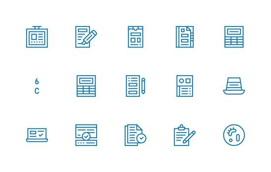 Data Entry Visual Pack containing 15 Regular Line Icons Essential Icons for Rapid UI Building vector