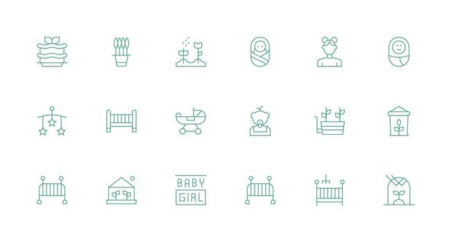 Minimal Line Icons from Nursery Set with 18 Vectors Icon Set for Apps