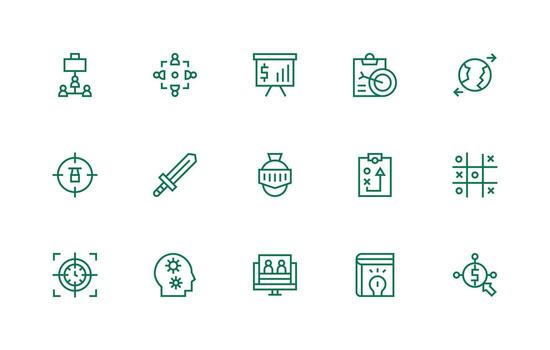 15 Regular Line Designs for Strategy Icons Full Icon Library for UI Designers vector