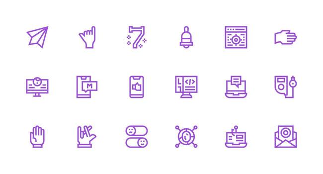 Interface featuring 18 Icons in Strong Stroke Line Design Web Icon Collection vector