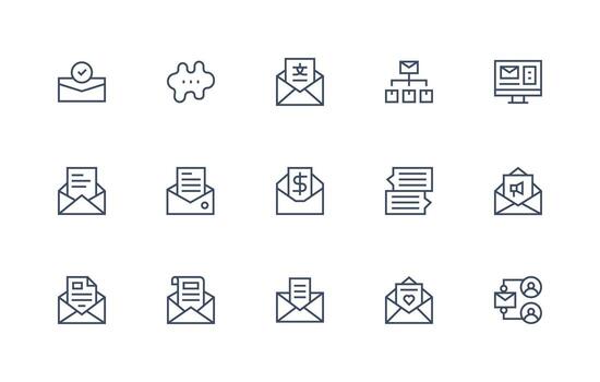 EMail featuring 15 Icons in Regular Line Design Minimal Icon Pack vector
